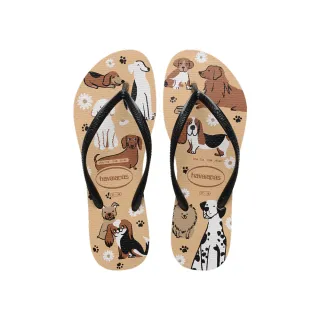 【havaianas 哈瓦仕】拖鞋 女鞋 夾腳拖 狗狗 貴賓 臘腸狗 黃金獵犬 Slim Pets 卡其黑 4132567-2997W
