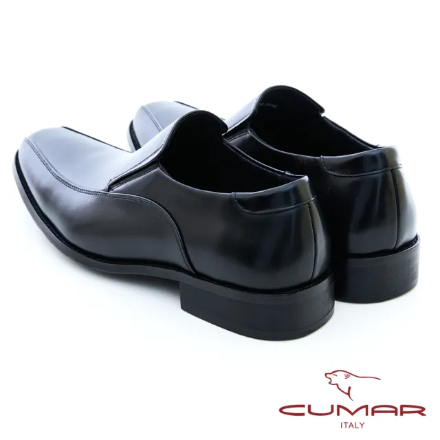 【CUMAR】素面一腳蹬氣墊皮鞋(黑色)