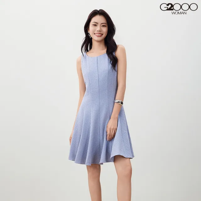【G2000】女款 點點紋花呢釦飾洋裝-羊絨藍(5623219673)