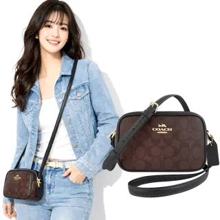 【COACH】JAMIE大C PVC斜背相機包(巧克力色)