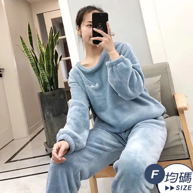 【LANNI 藍尼】★日系柔軟珊瑚絨暖暖居家套裝(居家服/長袖上衣/長褲)