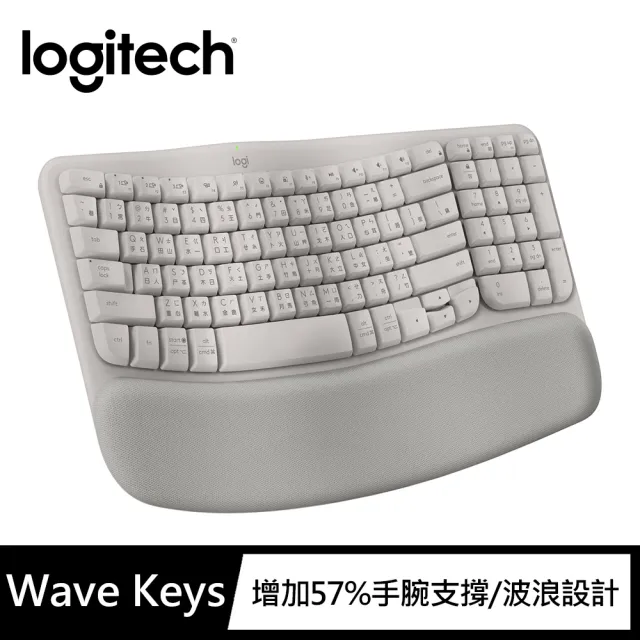 【Logitech 羅技】Wave Keys人體工學鍵盤 - 迷霧灰
