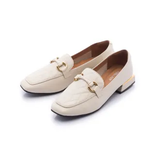 【FAIR LADY】芯太軟 菱格壓紋馬銜釦低跟樂福鞋(奶油/6B2781 女鞋)