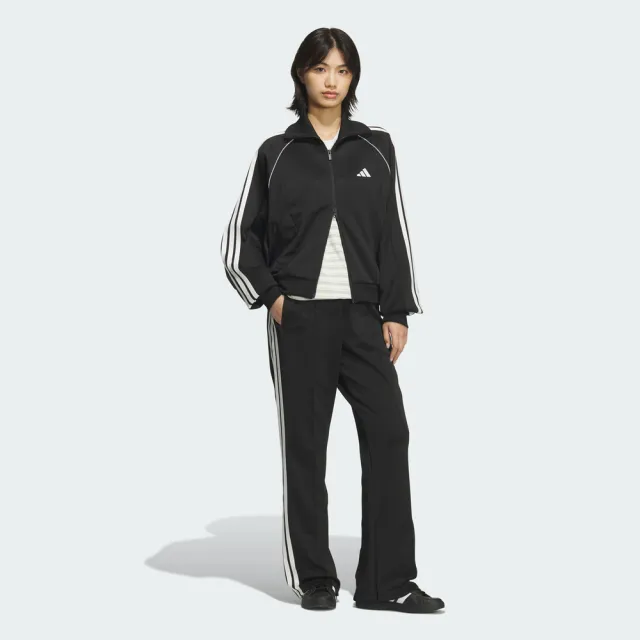 【adidas 愛迪達】Stsv Track Top 女 立領外套 休閒穿搭 運動外套 黑 白(KF8280)