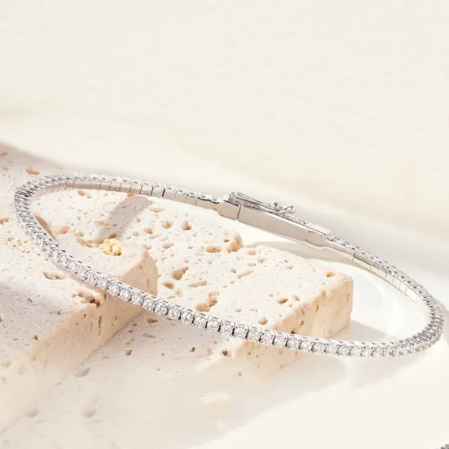 海斯珠寶 天然鑽石手鐲 F/VVS1 18K金網球手鍊 基礎款排鑲手環 高級珠寶 輕奢質感 送禮推薦