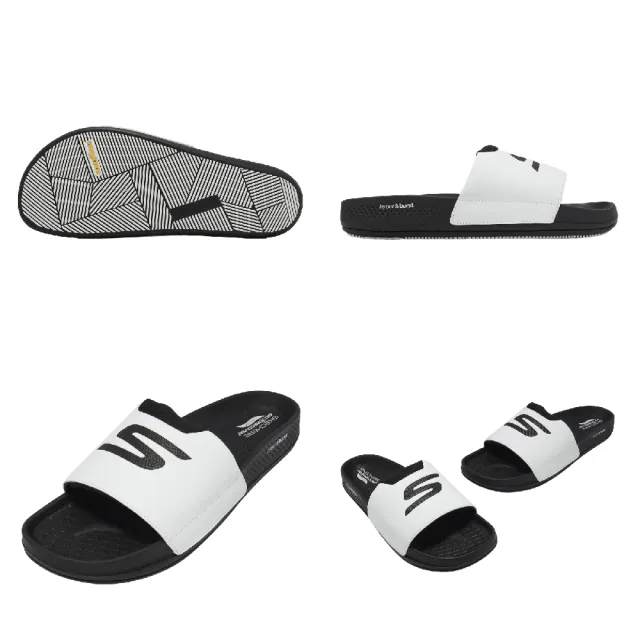 【SKECHERS】涼拖鞋 Arch Fit Hyper Slide 男鞋 白 黑 輕量 彈力拖鞋 229254WBK