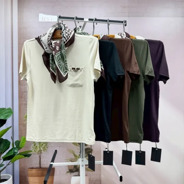 【SuperWands】日系簡約口袋附領巾上衣