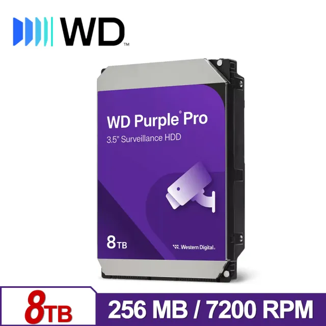 【WD 威騰】WD8002PURP 紫標Pro 8TB 3.5吋監控系統硬碟