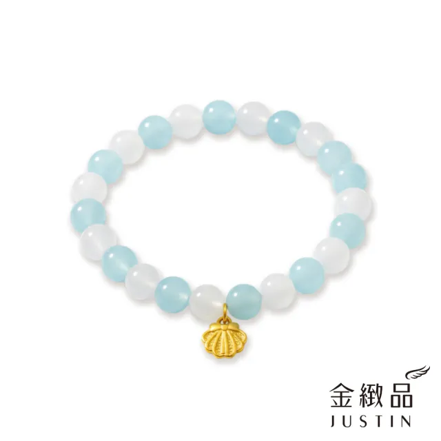 【金緻品】黃金串珠手鍊 夢幻礁岩 0.26錢 貝殼 海洋 浪漫 夏天 馬來石 水藍色 天然石 水晶 純金手鍊