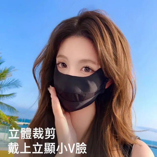 【MUAN】輕薄網眼透氣冰絲防曬口罩(護眼角/抗UV紫外線/涼感面罩/機車通勤防曬/機車族必備)
