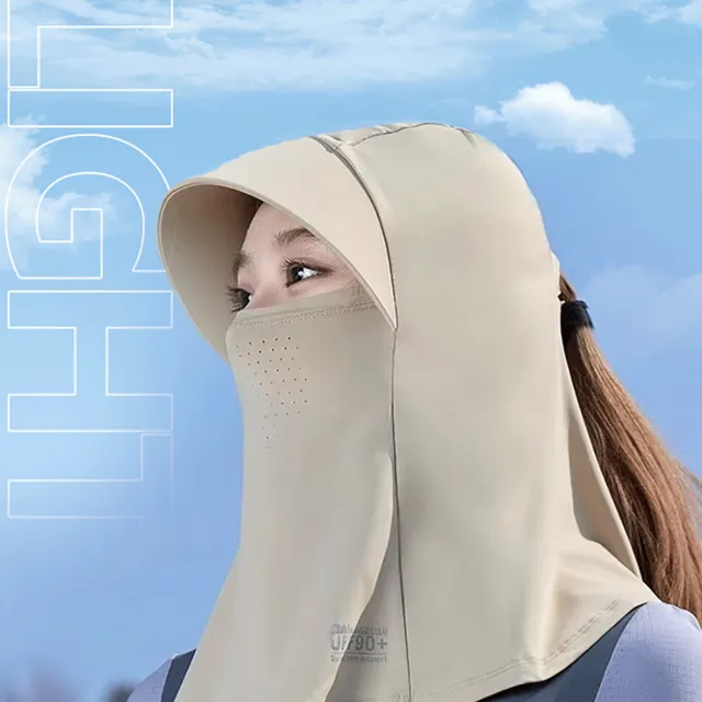 【MUAN】輕薄透氣防曬面罩 全臉一體防護遮陽帽（夏季騎行防曬頭套/抗UV防曬口罩/護頸面罩/機車族必備）