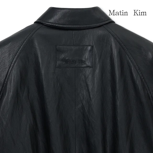 【MATIN KIM】官方旗艦 中性款小LOGO皮革拉鍊外套(多款任選)