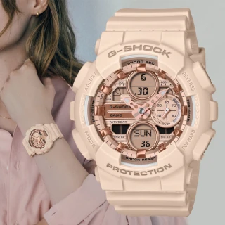 【CASIO 卡西歐】G-SHOCK WOMEN 閃耀時尚 雙顯腕錶(GMA-S140PG-4A)