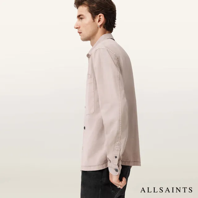 【ALLSAINTS】ROHDI 刺繡長袖襯衫-粉 (寬鬆版型)