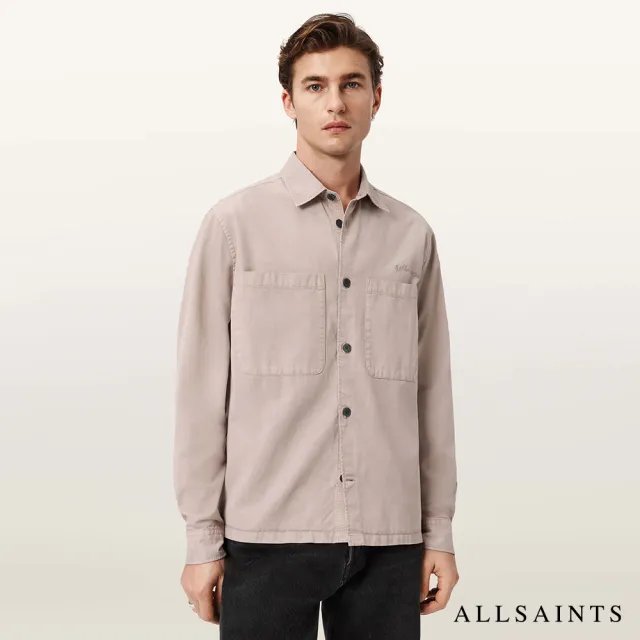 【ALLSAINTS】ROHDI 刺繡長袖襯衫-粉 (寬鬆版型)