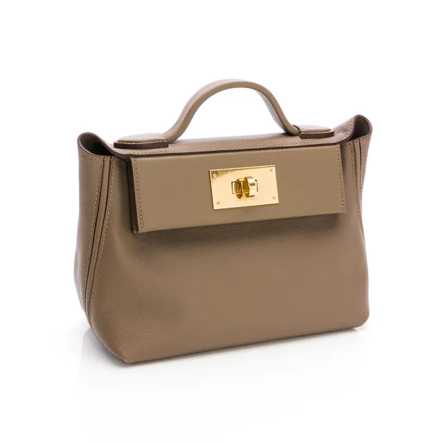 【Hermes 愛馬仕】24/24-21手提肩背包 (象灰色/金扣) (H082153CC BH)