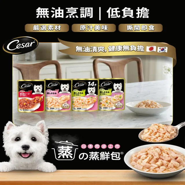【Cesar 西莎】蒸鮮包 70g*64入 寵物/狗罐頭/狗食/餐包(任選)