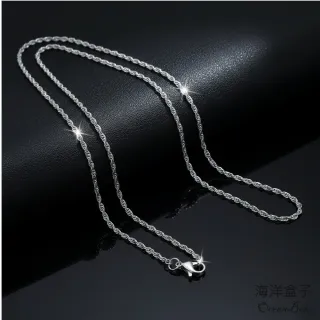 【海洋盒子】1.8mm寬。百搭款方雙扣白鋼項鍊.18-24吋