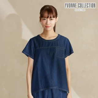 【YVONNE 以旺傢飾】天絲棉牛仔短袖上衣-藍