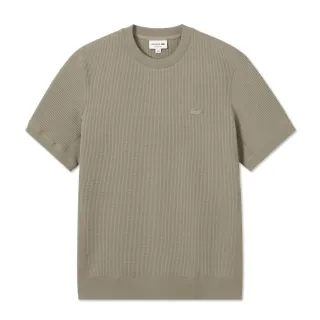 【LACOSTE】男裝-日系質感立體織紋短袖T恤(卡其色)
