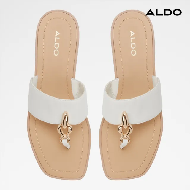 【ALDO】MADALINE-素雅寬帶夾腳平底涼拖鞋-女鞋(白色)