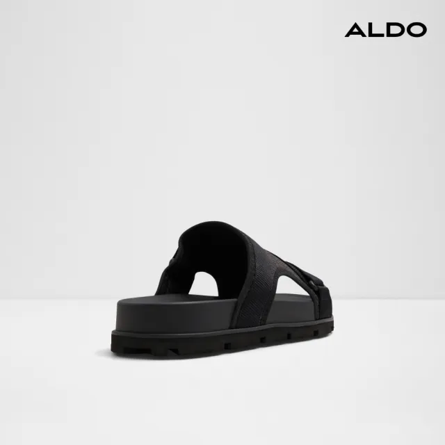 【ALDO】DENIELS-時尚寬織帶幾何設計涼拖鞋-男鞋(黑色)