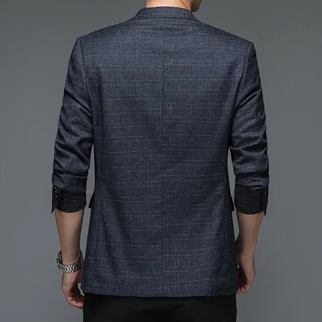 【米蘭精品】極速出貨  西裝外套休閒西服(針織彈力輕薄修身男外套74hg19)