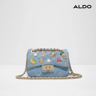 【ALDO】PARADISO-夏日丹寧菱格鏈帶肩背包/斜背包(藍色)