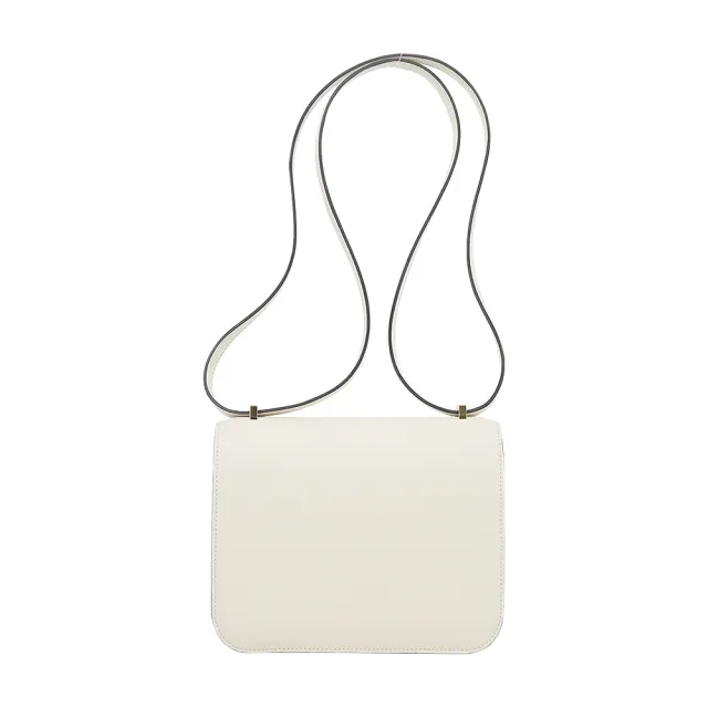 【Hermes 愛馬仕】Mini Constance 18cm Swift 小牛皮斜背包(I2奶油白/W刻/金釦)