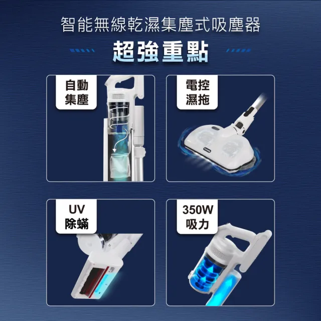 【THOMSON】自動集塵濕拖無線吸塵器 TM-SAV59DT(自動集塵/濕拖洗地/可水洗HEPA☆網)