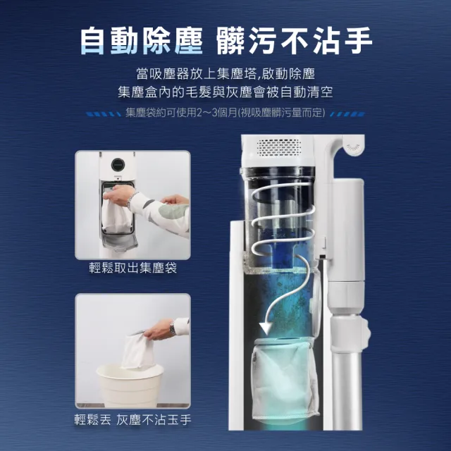 【THOMSON】自動集塵濕拖無線吸塵器 TM-SAV59DT(自動集塵/濕拖洗地/可水洗HEPA☆網)