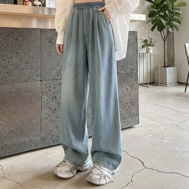 【Pure 衣櫃】簡約修身直筒天絲牛仔闊腿褲(百搭/休閒/顯瘦/牛仔褲/直筒/KDPY-084)