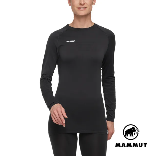 【Mammut 長毛象】All-Mountain Seamless BL Longsleeve Mid W 保暖長袖排汗衣 女款 黑色 #1016-02200