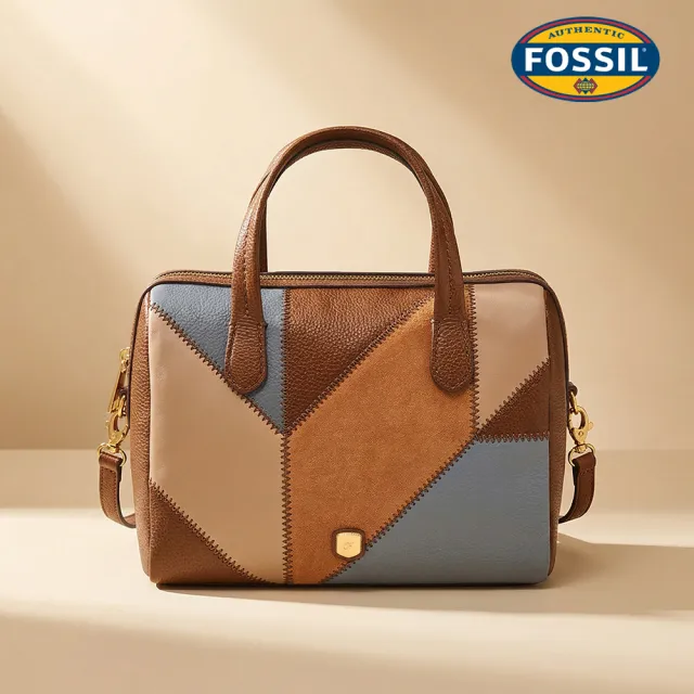【FOSSIL】Lainey 真皮波士頓包-異色拼接 ZB11205186