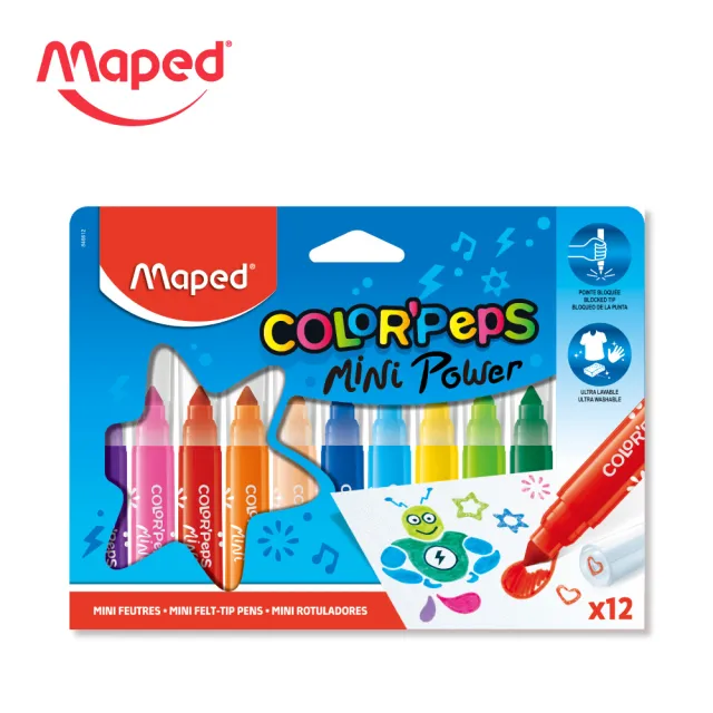 【Maped】胖嘟嘟水洗彩色筆12色| 可水洗 筆頭不內縮 好握