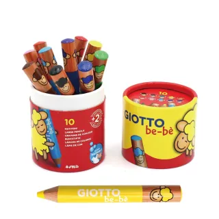 【GIOTTO】可洗式寶寶木質蠟筆-10色(B款)｜筆筒裝 兒童蠟筆 蠟筆 無毒蠟筆 寶寶蠟筆 不髒手 水洗蠟筆