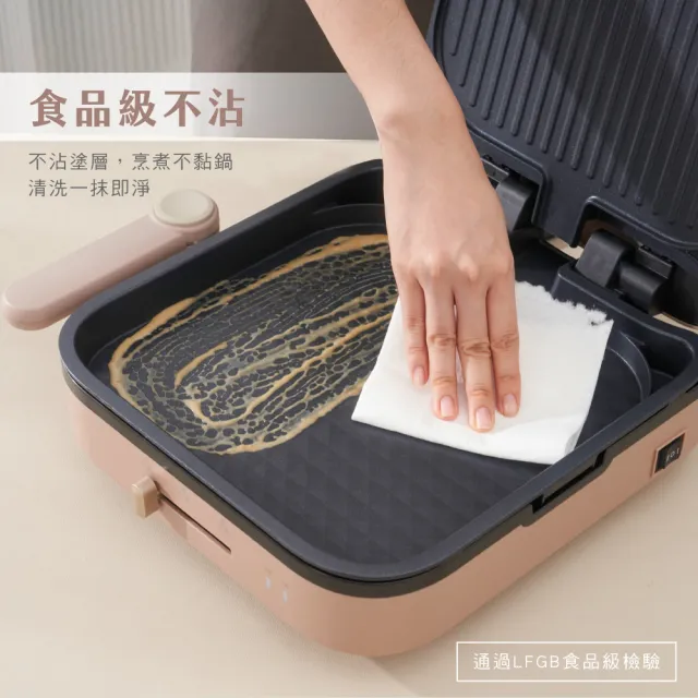 【KINYO】大尺寸雙面折疊電烤盤(雙盤可拆卸 不沾塗層  BP-719)