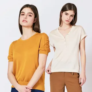 【KeyWear 奇威名品】職裝 V領 圓領針織上衣(多款任選)