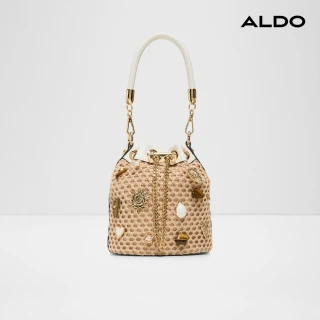 【ALDO】SHELLINA-波希米亞風編織斜背水桶包(淺棕色)