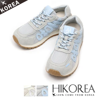 【HIKOREA】韓國空運。 字母撞色輕量回彈5CM厚底運動鞋/版型偏小(71-3637/二色/現貨+預購)