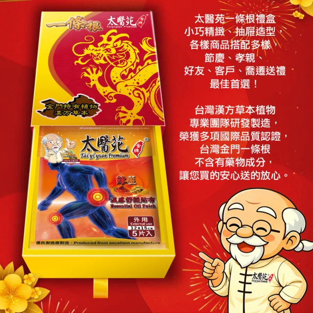 【太醫苑金牌一條根】金門一條根-四季安康貼布禮盒/雙效舒緩(辣薑溫感+香茅涼感-2款共12包)MOMO特惠價