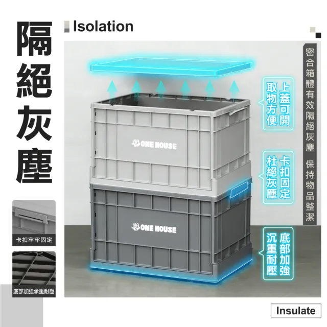 【ONE HOUSE】75L 61寬藤原工業風折疊收納箱-高款(整理箱 收納盒 收納櫃 折疊箱)