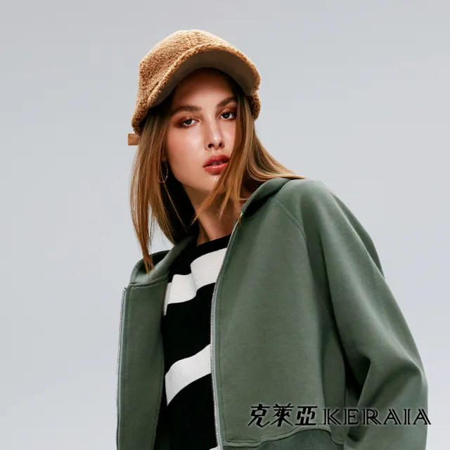 【KERAIA 克萊亞】焦糖羔絨顆粒仿毛棒球帽