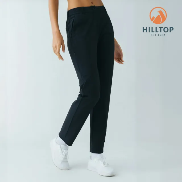 【Hilltop 山頂鳥】超潑水抗UV涼感彈性長褲(可收納) 女款 黑｜PS07XFQ3ECA0
