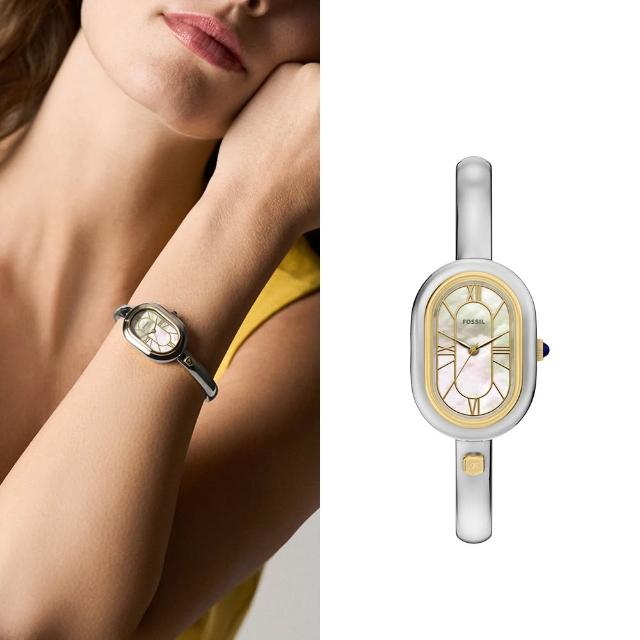 【FOSSIL】Sloan 流光雅韻精緻女錶 銀色不鏽鋼手鐲錶 24 MM ES5455