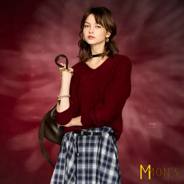 【MON’S】V領喀什米爾羊絨精品上衣 (2色任選)