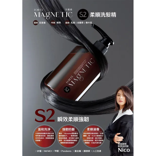 【FORTE】台塑生醫小磁瓶Magnetic 洗髮精500gx2入-任選(S1蓬鬆/S2柔順/S3深層淨化)