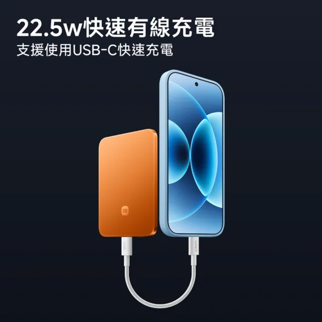 【小米】官方旗艦館 Xiaomi 纖薄磁吸行動電源 5000 15W 石墨黑(通過3C認證/0.6cm超薄/小米首款自研電池)
