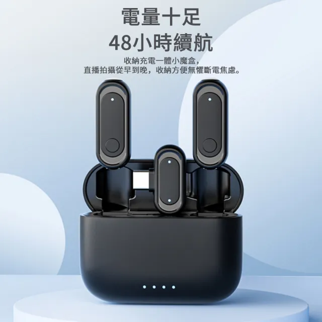 【UKKY】一對二領夾式麥克風 專業無線全指向麥克風 智能降噪 直播神器 領夾麥 TYPE-C/Lightning介面