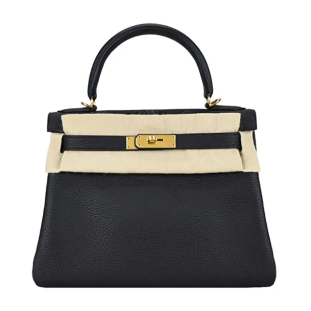 【Hermes 愛馬仕】Kelly 28CM T刻 TC牛皮 手提/肩背凱莉包(3W 鉛筆黑/金釦)